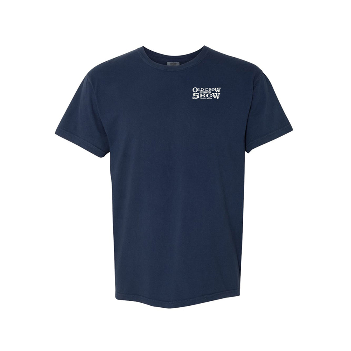 Navy blue t-shirt with a Old Crow Medicine Show logo on the chest.